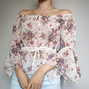 Floral Bell Sleeve Blouse